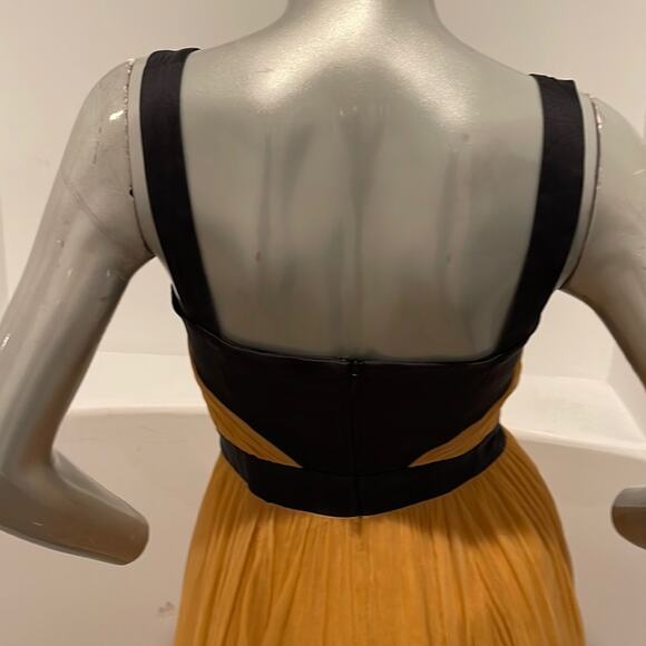 Andy The Anh Sleeveless Chiffon Yellow Black Bow Dress Size 4 - Picture 7 of 12